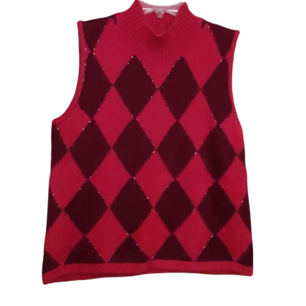 Emma James sleeveless diamond pattern Angora sweater